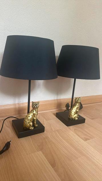 Panterlamp, nachtkast, schemerlamp zwart met goud beschikbaar voor biedingen