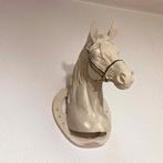 Wanddecoratie Polystone paardenhoofd met hoefijzer - h: 20cm, Huis en Inrichting, Gebruikt, Ophalen of Verzenden