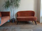 Bankstel in terracotta velvet, Eenpersoons, 150 tot 200 cm, 75 tot 100 cm, Ophalen of Verzenden