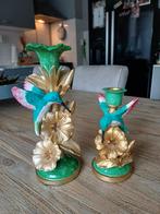 Mooie kolibrie kandelaars, Ophalen, Zo goed als nieuw, Overige materialen, 25 tot 50 cm