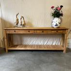 Sidetable - 200 x 40 cm - 4 lades - massief teak - TTM Wonen