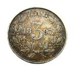 ** 1897 - Zuid-Afrika - 3 Pence - Paul Kruger - ZILVER *, Verzenden, Zuid-Afrika, Losse munt, Zilver