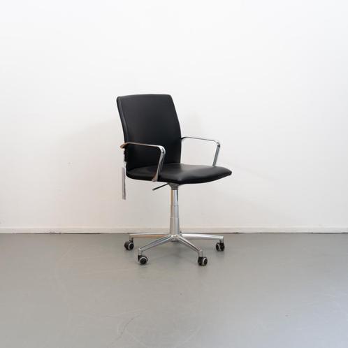 1 Polflex bureaustoel Zwart leer Chroom, Huis en Inrichting, Bureaustoelen, Nieuw, Bureaustoel, Zwart, Ergonomisch