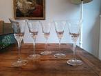 Vijf bijzonder sierlijke kristallen wijnglazen, Ophalen of Verzenden