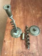 kandelaar twistedbarley  Naar zeggen antiek Engels rond 1900, Gebruikt, Ophalen of Verzenden, Kandelaar, Brons of Koper
