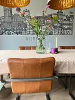 Leren eetkamer stoelen 4 + 1 gratis!, Huis en Inrichting, Stoelen, Ophalen, Zo goed als nieuw, Bruin