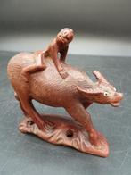 Antieke Japanse okimono jongen op waterbuffel, Antiek en Kunst, Ophalen of Verzenden
