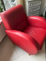 rode leren stoel, Huis en Inrichting, Fauteuils, Ophalen, Zo goed als nieuw, 75 tot 100 cm, 50 tot 75 cm
