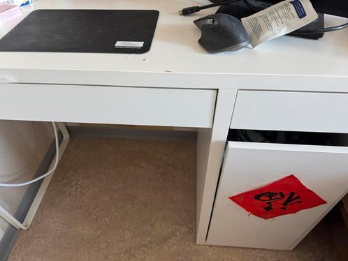 MICKE Opbouwdeel hoog, wit, 105x65 cm+MICKE Bureau, wit, 105, Huis en Inrichting, Bureaus, Zo goed als nieuw, Bureau, Ophalen of Verzenden
