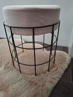 Krukje met velourse zitting., Huis en Inrichting, Tafels | Bijzettafels, Ophalen of Verzenden, Zo goed als nieuw, Rond