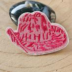 Strijk embleem applicatie Patch Roze cowboy hoed