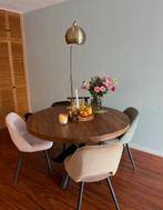 Hele mooie massieve eettafel 1.30 incl stoelen in nieuwstaat, Huis en Inrichting, Tafels | Eettafels, Ophalen, Rond, 200 cm of meer