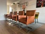 4 Jess Design leren eetkamerstoelen, Bruin, Leer, Ophalen of Verzenden, Zo goed als nieuw
