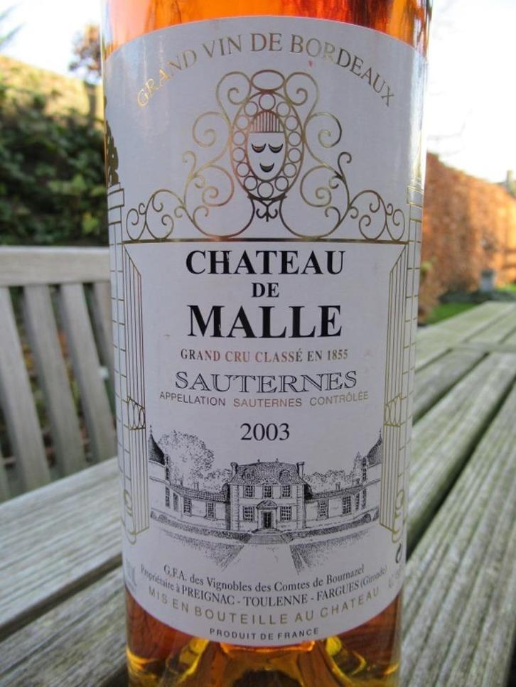 Chateau de Malle 2003 Sauternes grand cru classe, Verzamelen, Wijnen, Nieuw, Overige typen, Frankrijk, Vol, Ophalen of Verzenden