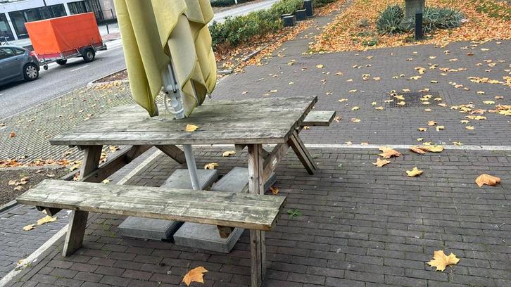 Houten Picknicktafel - Gebruikt, Tuin en Terras, Picknicktafels, Gebruikt, Rechthoekig, Hout, Ophalen of Verzenden