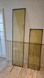 Twee guss antiek geel glas ramen in dubbelglas, Ophalen, Gevelraam of Ruit, Gebruikt, Minder dan 80 cm