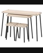 FRIDNÄS bijzettafels met krukken, set van vier, Huis en Inrichting, Tafels | Sidetables, Ophalen, 50 tot 100 cm, Rond, Zo goed als nieuw