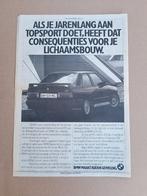 Reclame (uit oud tijdschrift) BMW E30/ M3 (1987), Verzamelen, Auto's, Gebruikt, Verzenden