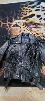 Zwarte leren jas met franjes - biker style, Maat 38/40 (M), Zwart, Ophalen of Verzenden, Onbekend