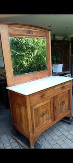 Antieke kaptafel wastafel badkamermeubel commode marmer eike, Ophalen of Verzenden