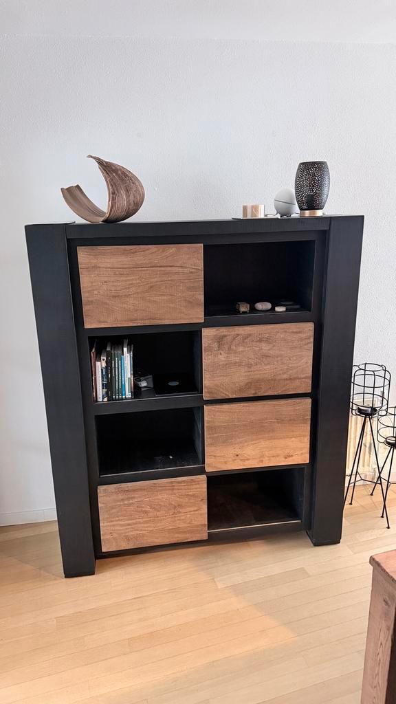 Houten kast met schuifdeuren - 140x40x165 cm, Huis en Inrichting, Kasten | Wandmeubels, Gebruikt, 150 tot 200 cm, Minder dan 150 cm