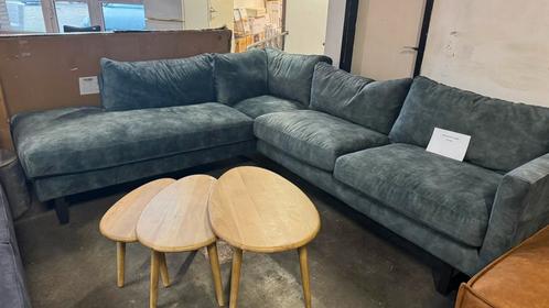 Mooie blauwe hoekbank inclusief garantie, Huis en Inrichting, Banken | Complete zithoeken, Nieuw, Hout, Kunststof, Leer, Metaal