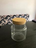 Glazen pot met deksel van kurk, vaas, handgemaakt z.g.a.n., Overige kleuren, Ophalen of Verzenden, Minder dan 50 cm, Glas