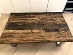 Salontafel Railway Sleeper - Ruw houten blad, RVS onderstel, Ophalen, Gebruikt, 100 tot 150 cm, 50 tot 100 cm