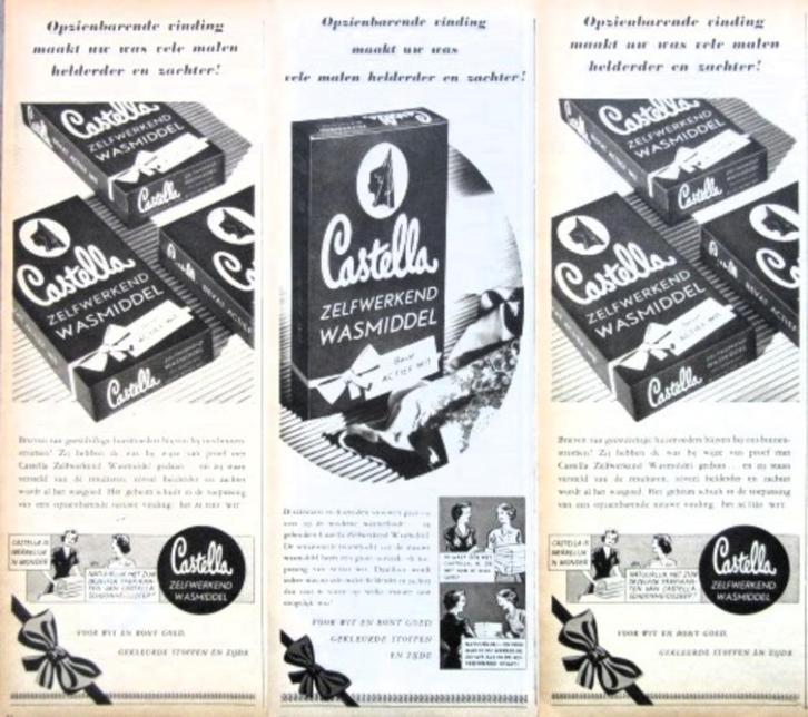 23 vintage advertenties reclames Castella wasmiddel 1950, Verzamelen, Merken en Reclamevoorwerpen, Gebruikt, Overige typen, Ophalen of Verzenden