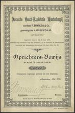 AANDEEL JAVASCHE BOSCH-EXPLOIT. 1894, Postzegels en Munten, Aandelen en Waardepapieren, Ophalen of Verzenden, Voor 1920, Aandeel