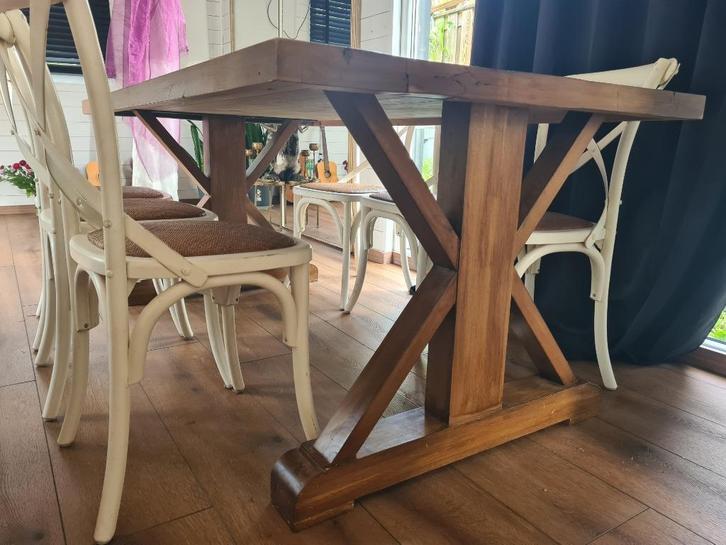 Massief eiken eettafel kloostertafel zware uitvoering, Huis en Inrichting, Tafels | Eettafels, Gebruikt, 50 tot 100 cm, 200 cm of meer