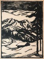 Geo Tyroller (XX-XX Duitsland) Houtsnede 'Alp' ca. 1930. Ges, Antiek en Kunst, Kunst | Etsen en Gravures, Verzenden