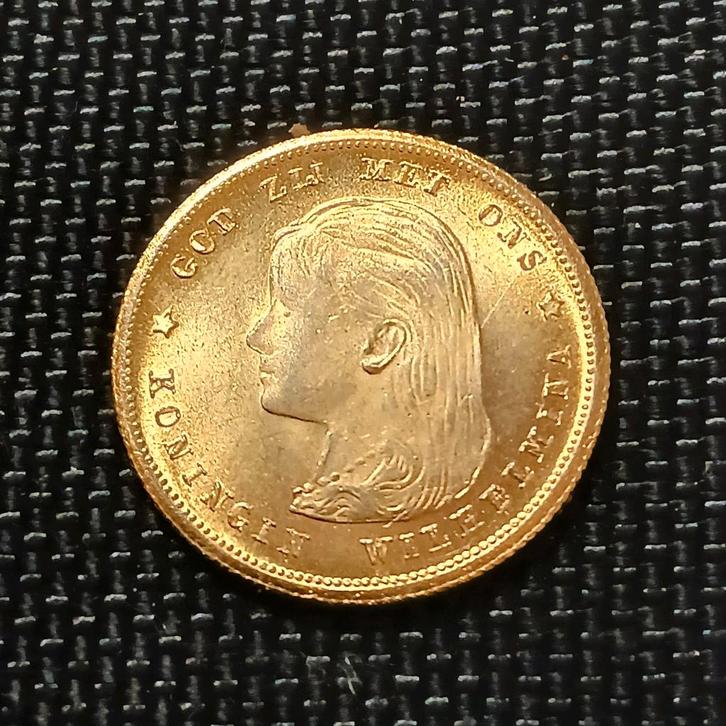 1897 10 Gulden goud op zilver naslag Wilhelmina Tientje, Postzegels en Munten, Munten | Nederland, Losse munt, 10 gulden, Koningin Wilhelmina