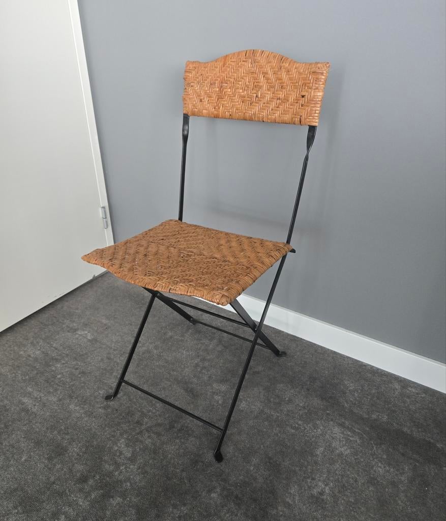 Vintage Rieten Bistrostoel, Huis en Inrichting, Stoelen, Ophalen, Gebruikt, Bruin, Vintage