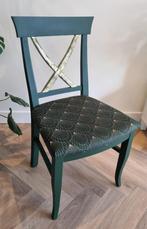 Handgeschilderde groene stoel met gouden accent, Huis en Inrichting, Stoelen, Nieuw, Hout, Eén, Ophalen