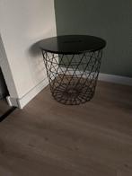 Zwarte metalen bijzettafel, Ophalen, Minder dan 45 cm, Gebruikt, Metaal of Aluminium