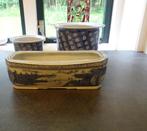 Bloempotten wit met blauwe., Tuin en Terras, Bloempotten, Ophalen, Gebruikt, Rond, Aardewerk