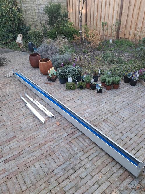 Zonnescherm uitvalscherm elektrisch blauw 340 breed, Tuin en Terras, Zonneschermen, Zo goed als nieuw, Uitvalscherm, 150 tot 300 cm