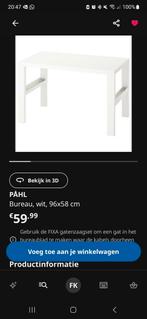 pahl bureau wit Ikea in hoogte verstelbaar, Ophalen, Gebruikt, 50 tot 100 cm, 25 tot 50 cm