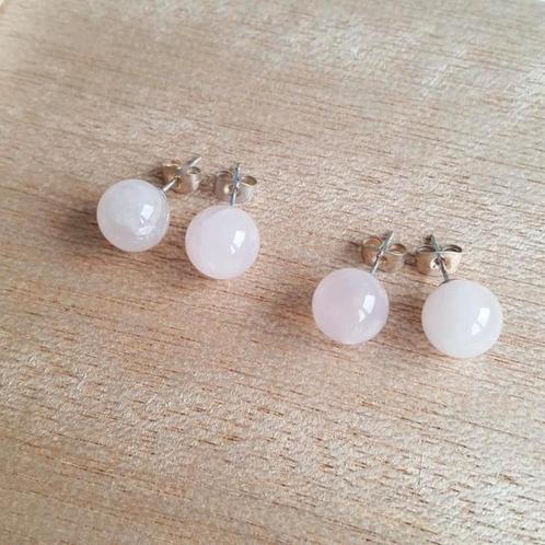 Rozenkwarts edelsteen oorknopjes, Sieraden, Tassen en Uiterlijk, Oorbellen, Nieuw, Knopjes of Stekers, Overige materialen, Roze