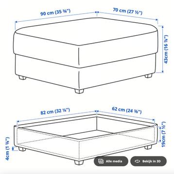 KIVIK 2-zitsbank, lichtbeige + voetenbank met bergruimte - afbeelding 5
