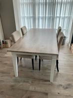 Eettafel 100x200 landelijk whitewash teakhout, Huis en Inrichting, Tafels | Eettafels, Ophalen, Gebruikt, Teakhout, 50 tot 100 cm