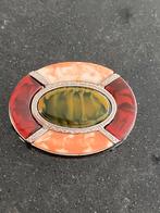 Ovale metalen broche vintage, Sieraden, Tassen en Uiterlijk, Broches, Ophalen of Verzenden, Zo goed als nieuw, Zilver, Overige materialen
