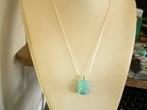 Een mooie Zilveren ketting met Turquoise Parfum Hanger, Verzenden, Zilver, Ketting, Met edelsteen
