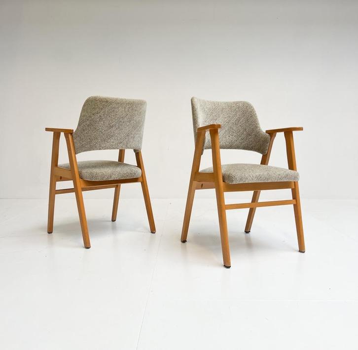 Set van 2 stoelen van Cees Braakman voor UMS Pastoe, 1960's, Huis en Inrichting, Stoelen, Gebruikt, Twee, Hout, Stof, Overige kleuren