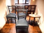 12 donkere houten stoelen met lederen zit, Ophalen, Gebruikt, Bruin, Vijf, Zes of meer stoelen