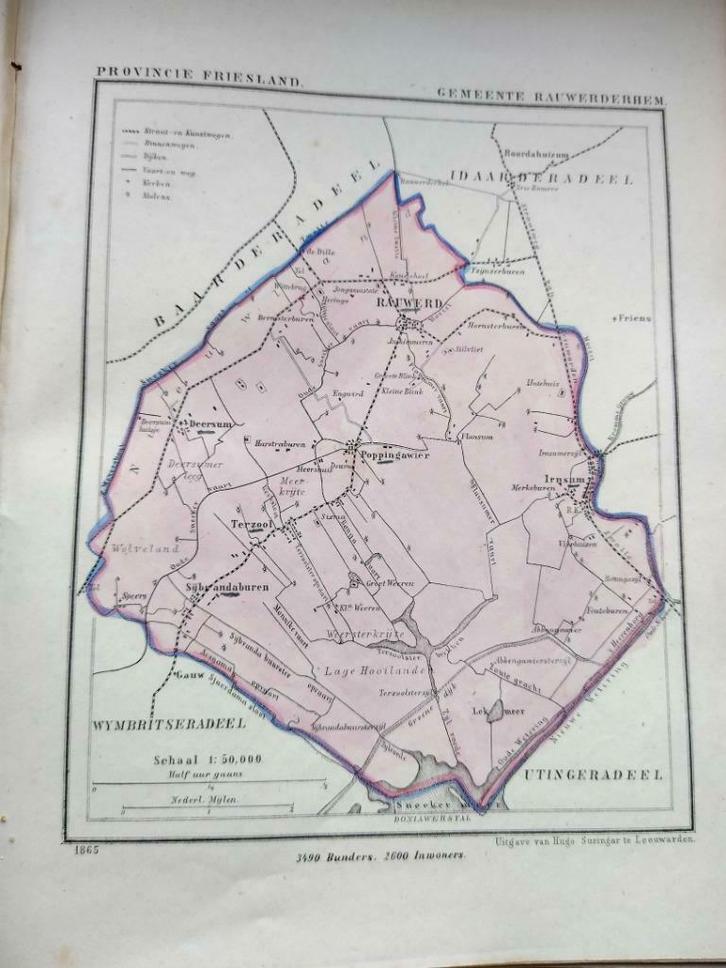 31/ Rauwerderhem/ Poppingawier/ Irnsum/ Deersum Kuyper FR, Antiek en Kunst, Kunst | Litho's en Zeefdrukken, Ophalen of Verzenden