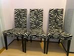 3 Houten Stoelen met Zebraprint, Huis en Inrichting, Ophalen, Gebruikt, Overige kleuren, Drie