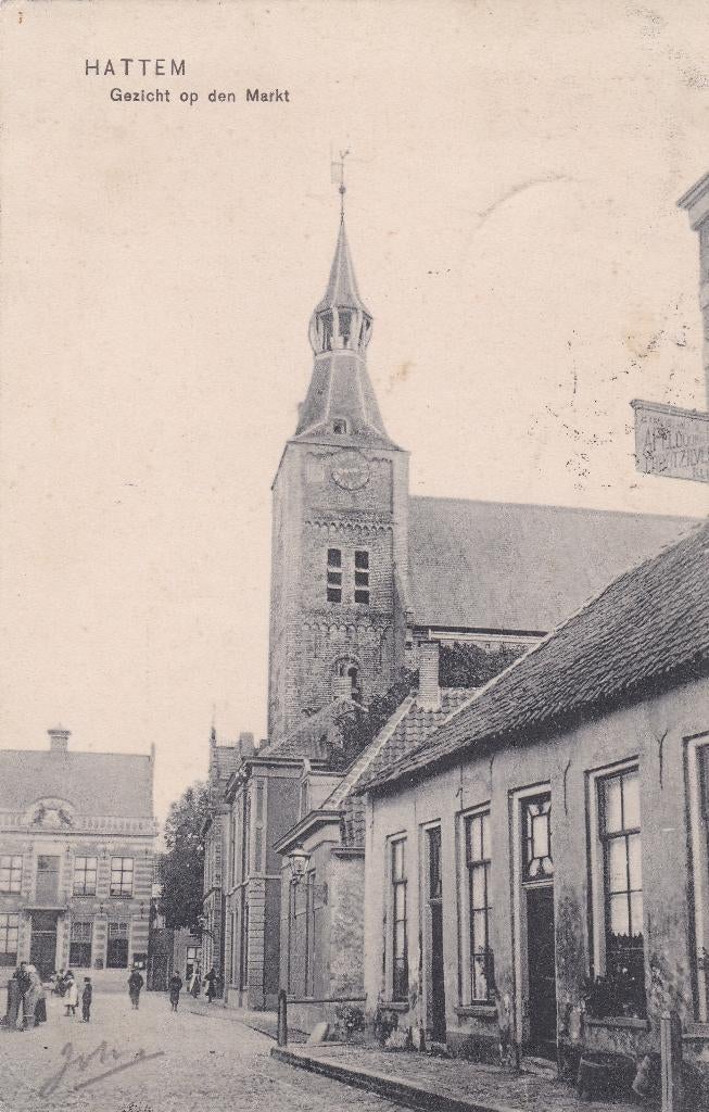 Hattem Gezicht op den Markt, Ophalen of Verzenden, Voor 1920, Gelopen, Gelderland