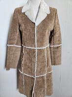 Vila leren jas met bont - Maat S - Nieuwstaat!, Kleding | Dames, Bruin, Vila, Ophalen of Verzenden, Zo goed als nieuw